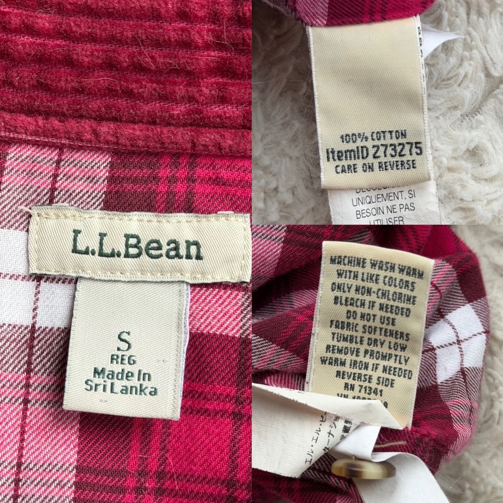 LL Bean Women Berry Pink Flannel Lined Corduroy Shirt Jacket Shacket Wide Wale S - Picture 4 of 12